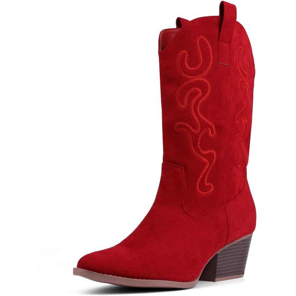 Elegant Red Heeled Boots for Women